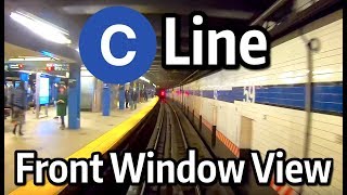 ⁴ᴷ⁶⁰ NYC Subway Front Window View  The C Line to Euclid Avenue [upl. by Alusru]