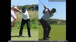 Jon Rahm golf swing  Long Iron faceon amp downtheline July 2017 [upl. by Hakceber]