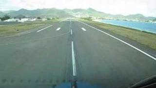 KLM Boeing B747400 TakeOff St Maarten Cockpit view [upl. by Hacker634]