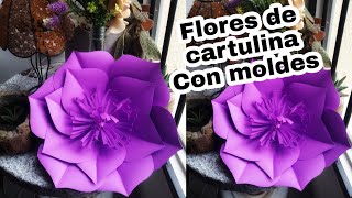 Como hacer flores en papel cartulina con moldes [upl. by Eyssej]