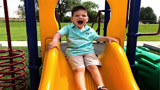 BEST PLAYGROUND PARK EVER Caleb Plays at The Fun Outdoor Playground and Splash Pad for Kids [upl. by Voccola344]