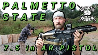 Palmetto State Armory 75 inch AR Pistol  Review  Range Time [upl. by Eceinej]