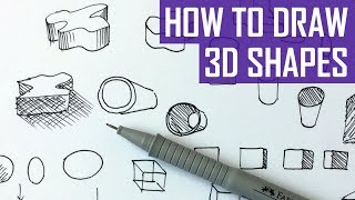 How to Draw 3D Shapes  Exercises for Beginners [upl. by Hacceber206]