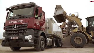 Mercedes Arocs with SCHMITZ tipper semitrailer equipped in HYVA ALPHA hydraulic [upl. by Novla726]