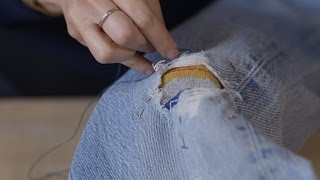 How to Repair Jeans with a Fabric Patch  Levi’s [upl. by Aranahs401]