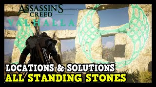 Assassins Creed Valhalla All Standing Stones Locations amp Solutions [upl. by Godber]