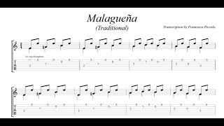 Spanish Guitar Flamenco  Malagueña Traditional FREE TAB [upl. by Eidnil]