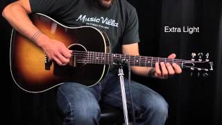 The Ultimate Acoustic String Comparison  Extra Light vs Custom Light vs Light vs Medium [upl. by Iruyas]