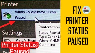 Printer status paused  How to Fix Printer Status is Paused Windows 1011 [upl. by Eerok]