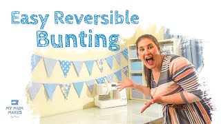 BUNTING DIY  Easy Reversible Fabric Bunting Tutorial for Beginners [upl. by Sanchez646]