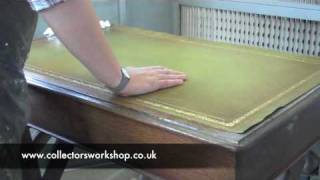 How to Replace A Leather Desk Top  Part 2  Laying The Leather [upl. by Asemaj]