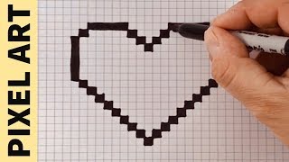 Come disegnare un cuore Pixel Art  How to draw a heart [upl. by Garrik]