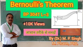 Bernoullis Theorem  Pharm Engineering  L3 In easy and simple way  By Dr M P Sir [upl. by Linoel]