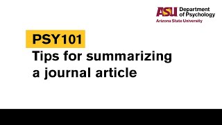 Tips for summarizing a journal article [upl. by Noiroc]