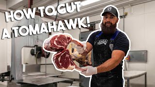 How to Cut Beef Tomahawk Steaks  The Bearded Butchers [upl. by Leanna222]