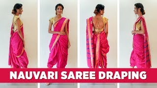 How to Wear a Nauvari Saree  Maharashtrian Saree Draping  Ganesh Puja Saree [upl. by Lyn]