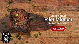 Filet Mignon Steak in Cast Iron Skillet  EASY STEAK RECIPE [upl. by Aramad]