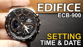 Casio Edifice ECB900  Setting Time and Date Tutorial [upl. by Kirsti]