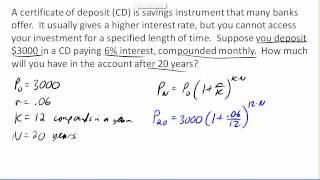 Compound interest CD example [upl. by Oicnerual]