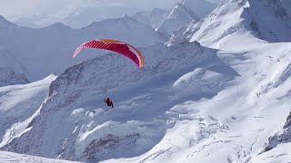 Ueli Steck Paraglides Between Mountains In The Swiss Alps [upl. by Oilla]