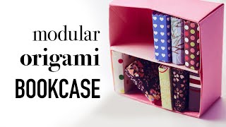 Origami Bookcase Tutorial  Modular  DIY  Paper Kawaii [upl. by Kato95]