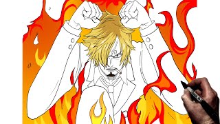 How To Draw Sanji Diable Jambe  Step By Step  One Piece [upl. by Askwith]