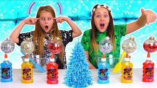 TWIN TELEPATHY SLIME CHALLENGE CHRISTMAS EDITION [upl. by Evangelia]