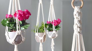 Easy Macrame Plant Hanger with Josephine Knot NEW Way to start Hanger [upl. by Ermey]