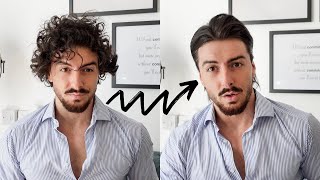 CURLY TO STRAIGHT MENS HAIR TUTORIAL  Rowan Row [upl. by Gaulin]