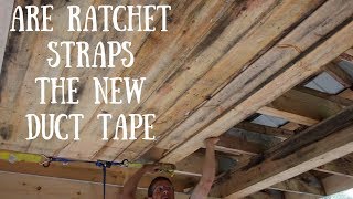 Installing a Rough Sawn Lumber Ceiling with Ratchet Straps [upl. by Lohse484]