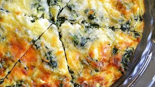 Spinach Mushroom and Feta Crustless Quiche [upl. by Nycila302]