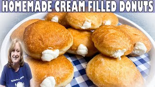 Homemade CREAM FILLED DONUTS Recipe  How to Make DONUTS  Best Cream Filling [upl. by Kerat]