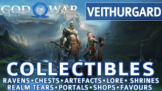 God of War  Veithurgard All Collectible Locations Ravens Chests Artefacts Shrines  100 [upl. by Aned]