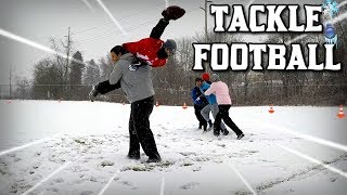 BACK YARD TACKLE FOOTBALL IN THE MIDDLE OF A SNOW STORM [upl. by Notnerb]