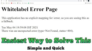 Spring Boot Whitelabel error page  Easy Solution [upl. by Hcardahs674]