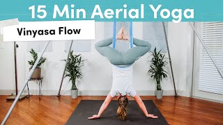 Aerial Yoga Beginner Class  15 Min Vinyasa Flow [upl. by Castillo]