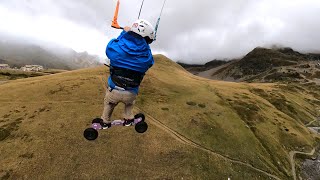 Extreme Kite LandBoarding flights in the Alps [upl. by Aninad]