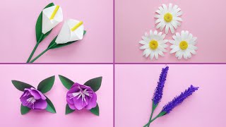 DIY  4 FLORES de papel  FLORES fáciles de hacer  Paper FLOWERS  Muy Lindas  Para Decorar 🎉😍 [upl. by Ynnelg]