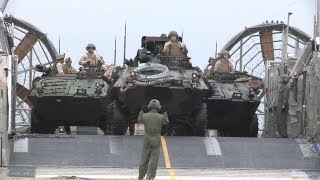 Marines LoadUnload Light Armored Vehicles on LCAC Hovercraft [upl. by Sang574]