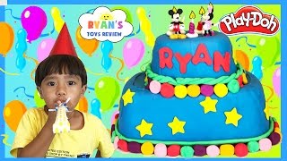 PLAY DOH CAKE Happy Birthday Chocolate Surprise Eggs [upl. by Jemie]