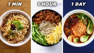 1 Minute Vs 1 Hour Vs 1 Day Noodles • Tasty [upl. by Annahtur]