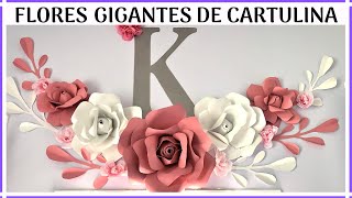 FLORES GRANDES DE CARTULINA Para Decorar  FÁCILES DE HACER [upl. by Darrell]