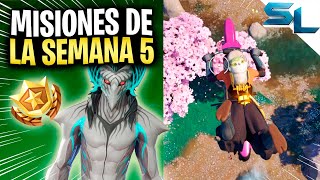 Como COMPLETAR TODAS las MISIONES DE LA SEMANA 5 TEMPORADA 4 CAPITULO 4 FORTNITE [upl. by Nylsoj980]