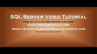 Scalar user defined functions in sql server Part 30 [upl. by Omolhs]