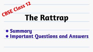 The Rattrap Flamingo summary and important questions answers  CBSE Class 12 English [upl. by Ramon]