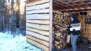 Staying Warm at the Cabin  Winter Day Living in Alaska [upl. by Bernadine524]