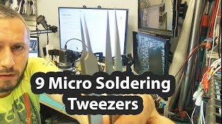 9 Micro Soldering Tweezers Review  Precision tweezers by Hakko and Erem [upl. by Jobie]