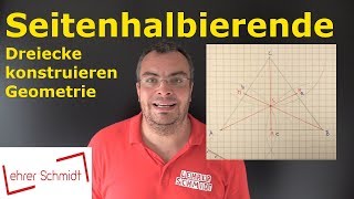 Seitenhalbierende eines Dreiecks konstruieren Schwerpunkt  Geometrie  Mathematik  Lehrerschmidt [upl. by Yraeg]