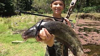 Bowfishing HUGE River Monsters  Catch n Cook HD [upl. by Ylram]