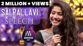 Sai Pallavi Speech  Actresses have a short span in films  JFW Achievers Awards 2017  JFW Magazine [upl. by Eilrac465]